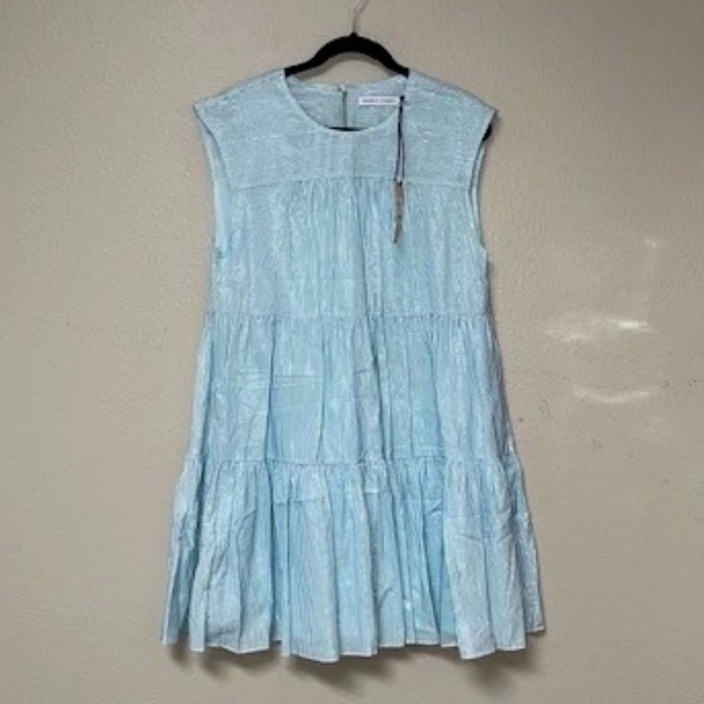 NWT Rebecca Minkoff Baby Blue Striped Flowy Dress (Large)